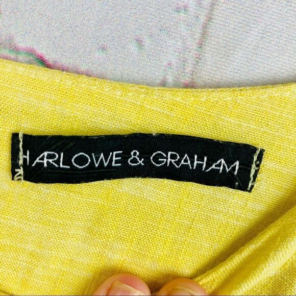 Harlowe & Graham Yellow Cotton Skirted Strappy Top - Picture 9 of 10